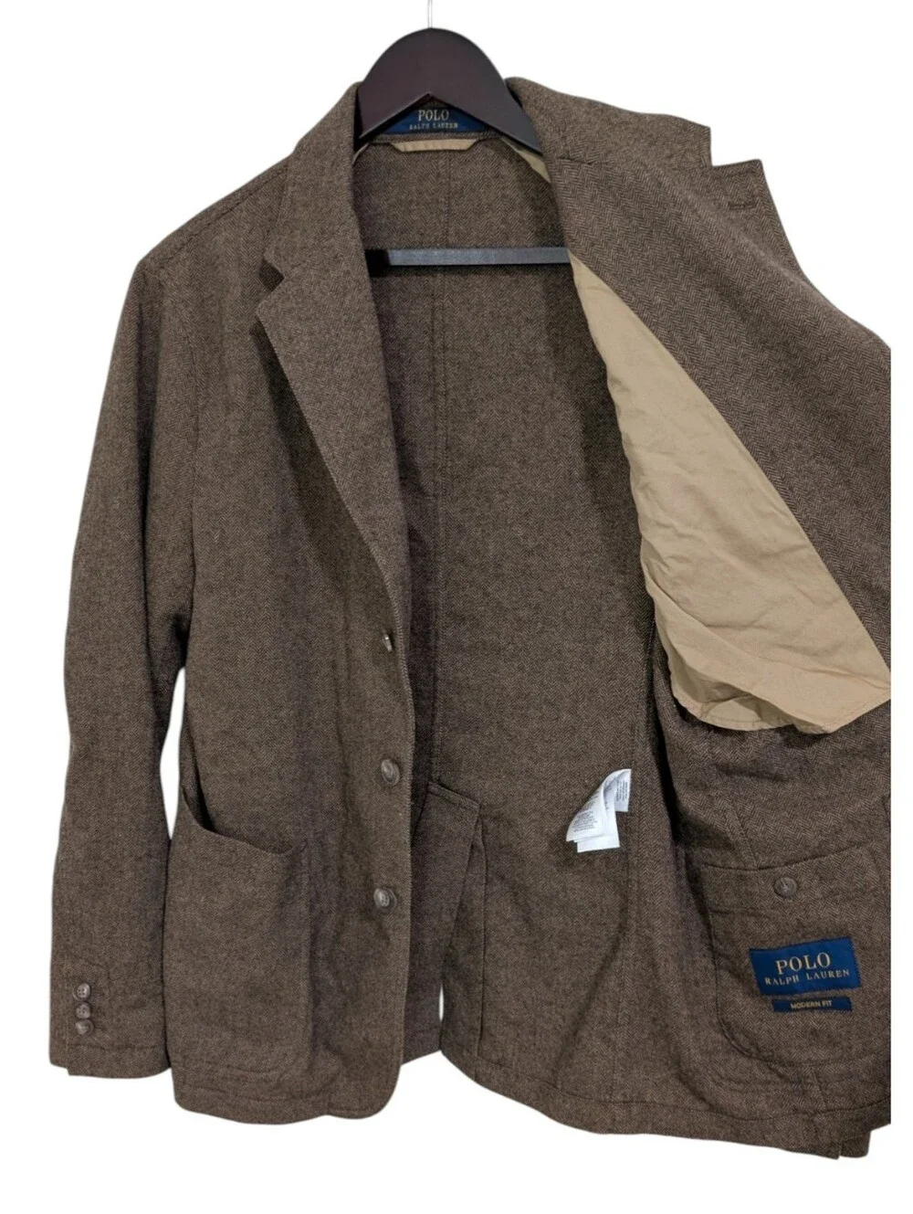 Polo Ralph Lauren Brown Herringbone Sport Coat Blazer - Size 42L NWOT